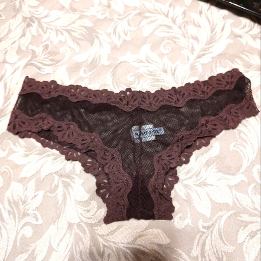 🤎 Sexy Vintage Deadstock Rampage Chocolate Brown Mocha Lace & Mesh Panties - M